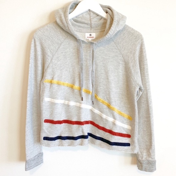 SUNDRY ANTHROPOLOGIE SWEATSHIRT CHENILLE CROPPED HOODIE SIZE 1 (S… - Picture 3 of 10